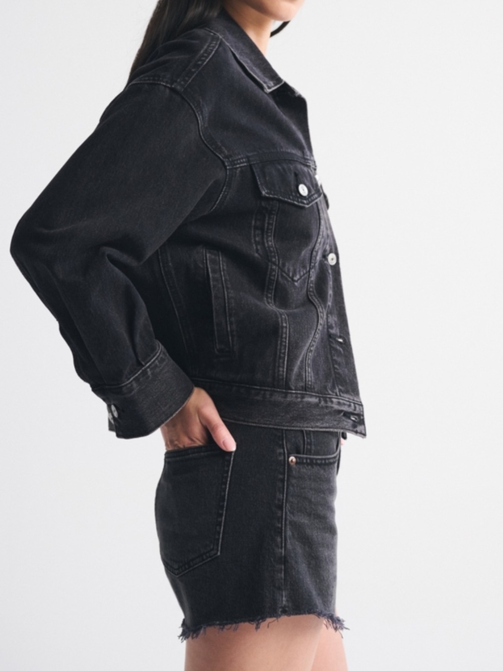 Abercrombie & Fitch Black Denim Jean Shorts - Picture 3 of 11